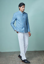 Light Blue Jodhpuri With White Pant