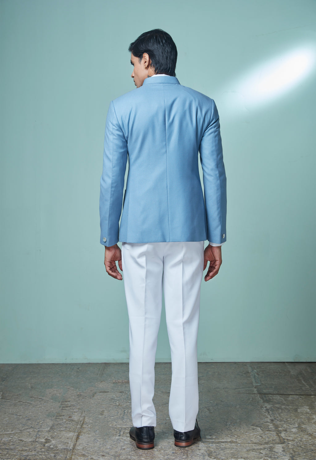 Light Blue Jodhpuri With White Pant