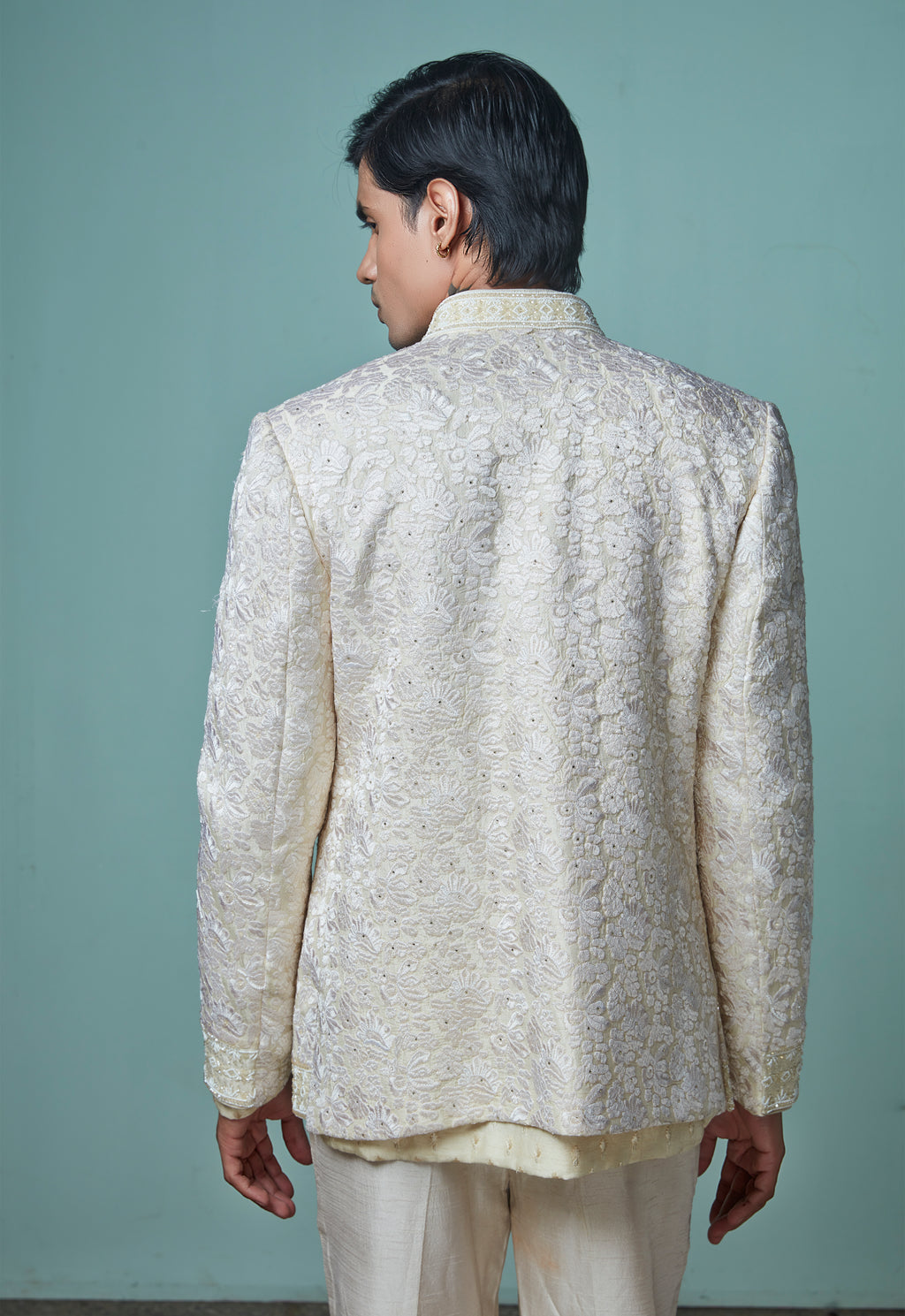 Off White Embroidered Open Jodhpuri Set