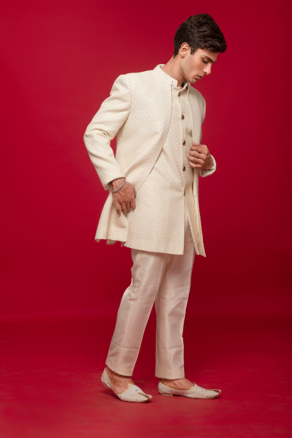 Creme Layerd Indowestern Set