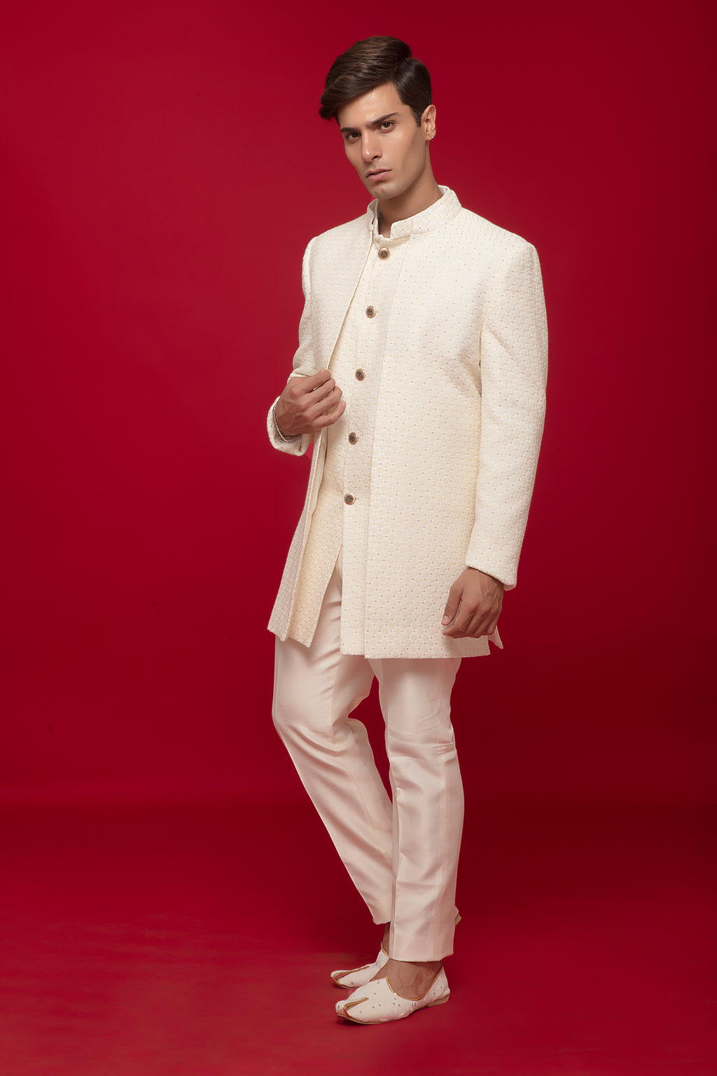 Creme Layerd Indowestern Set
