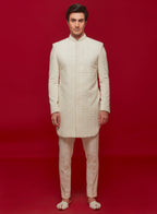 Ivory Diamond Cut Indowestern Set