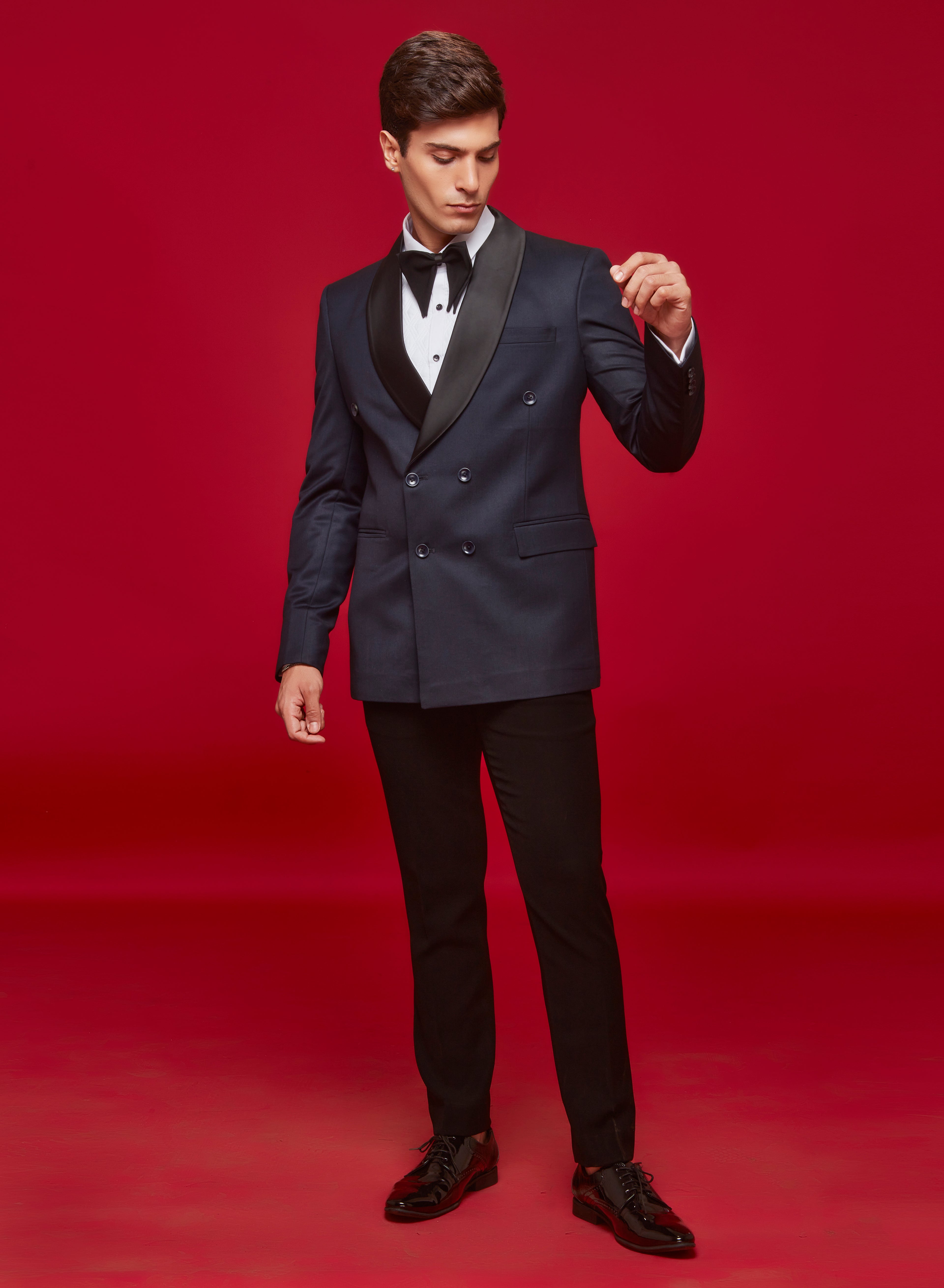 Navy Blue DB Shawl Tuxedo Set