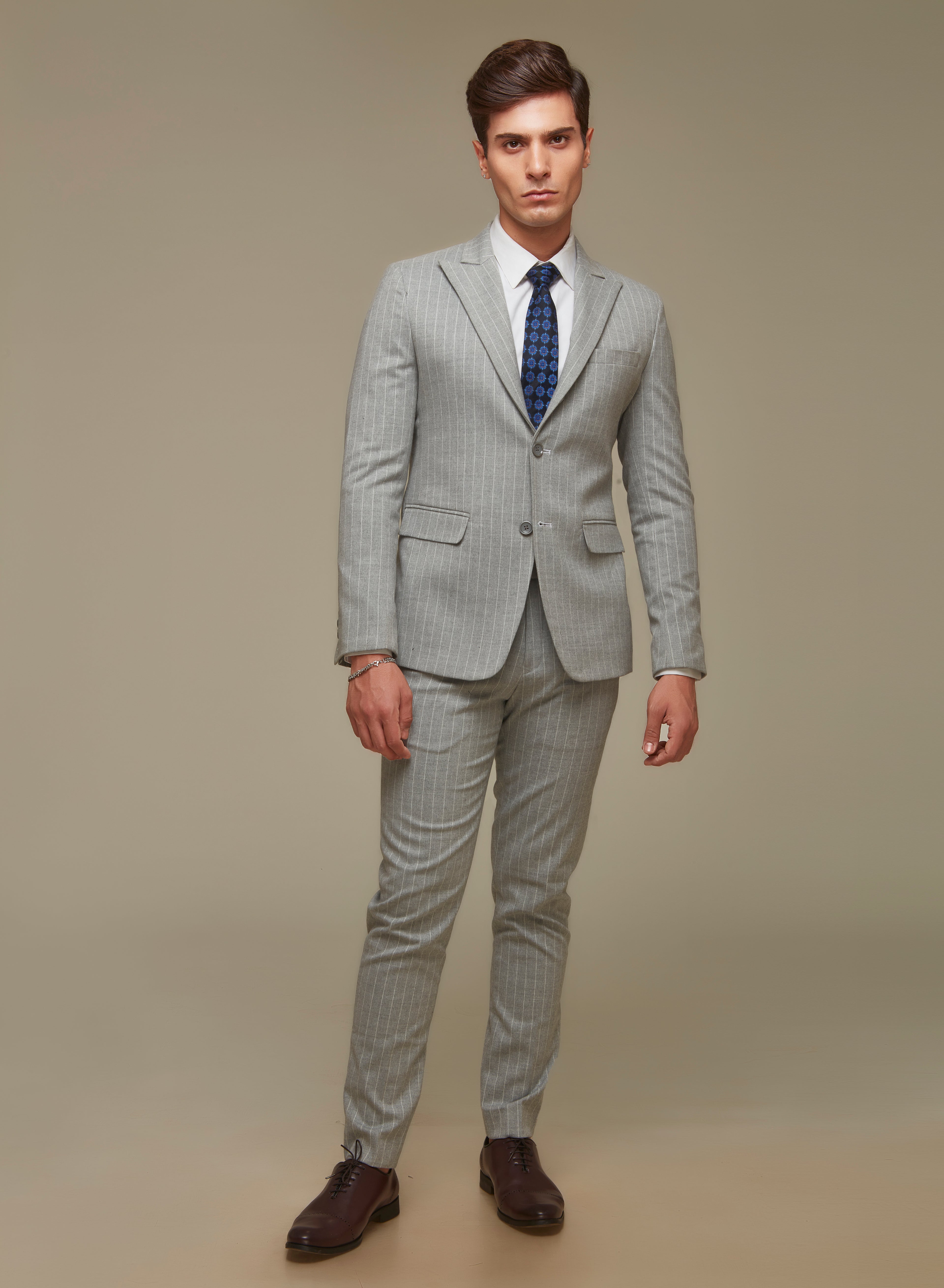 Snow Grey Pinstripe Suit
