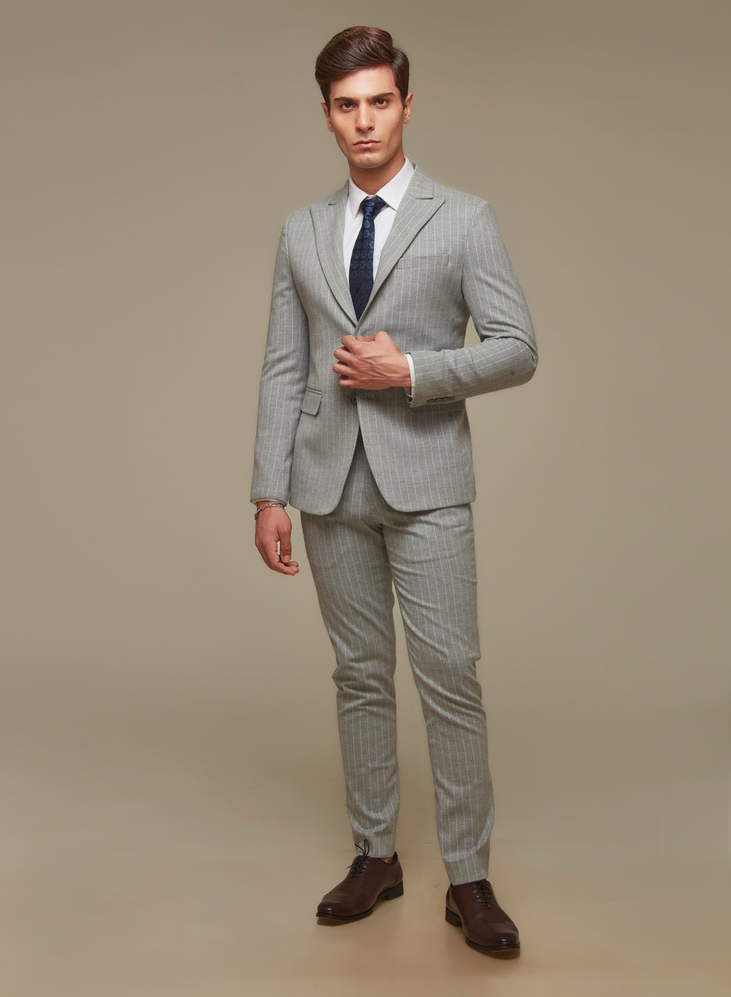 Snow Grey Pinstripe Suit