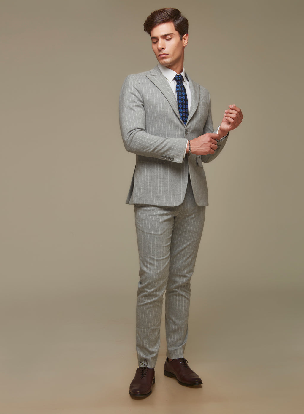 Snow Grey Pinstripe Suit