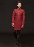 Wine Sherwani Set