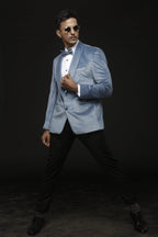 Ice Blue Suede Tuxedo Set