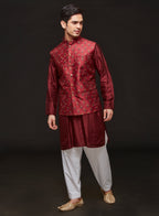 Wine Motif Work Bandi And Kurta Set