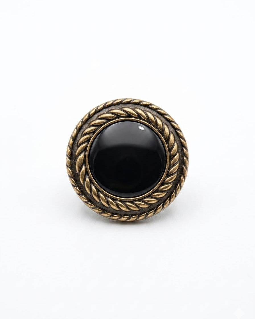 Black Rope-Rim Button