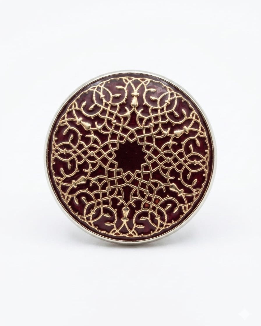 Burgundy & Gold Lattice Button