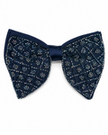 Blue Embroidered Satin Bowtie