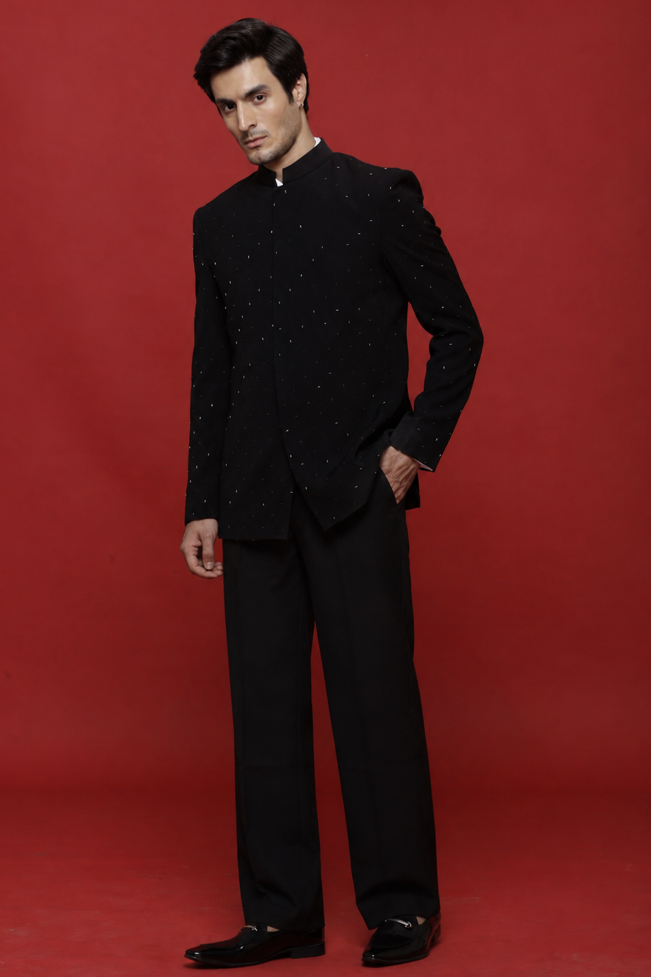 Black Embroidered Jodhpuri Set