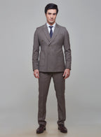 Khaki Beige Pinstripe DB Suit