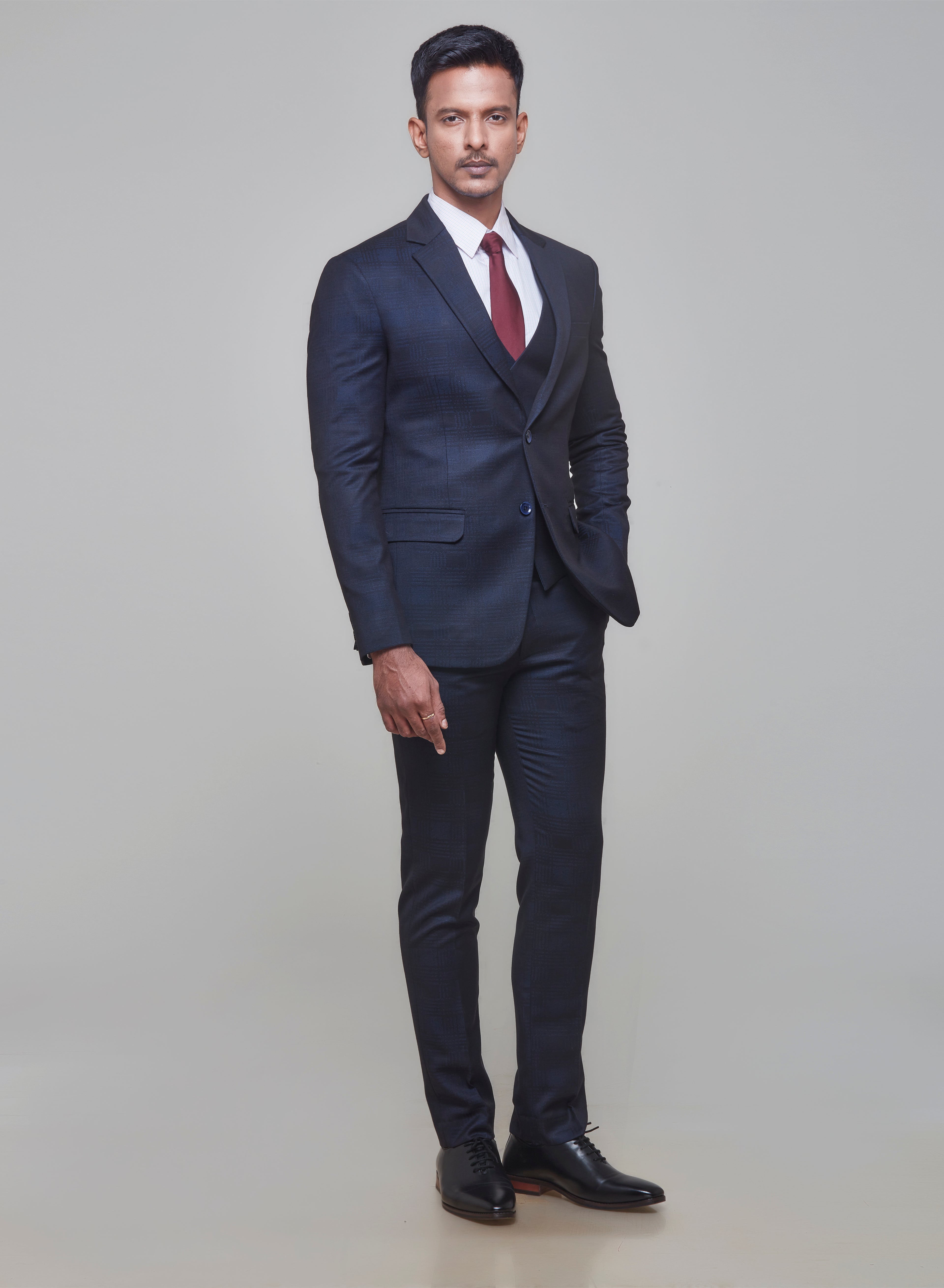 Blue Check Formal Suit Set