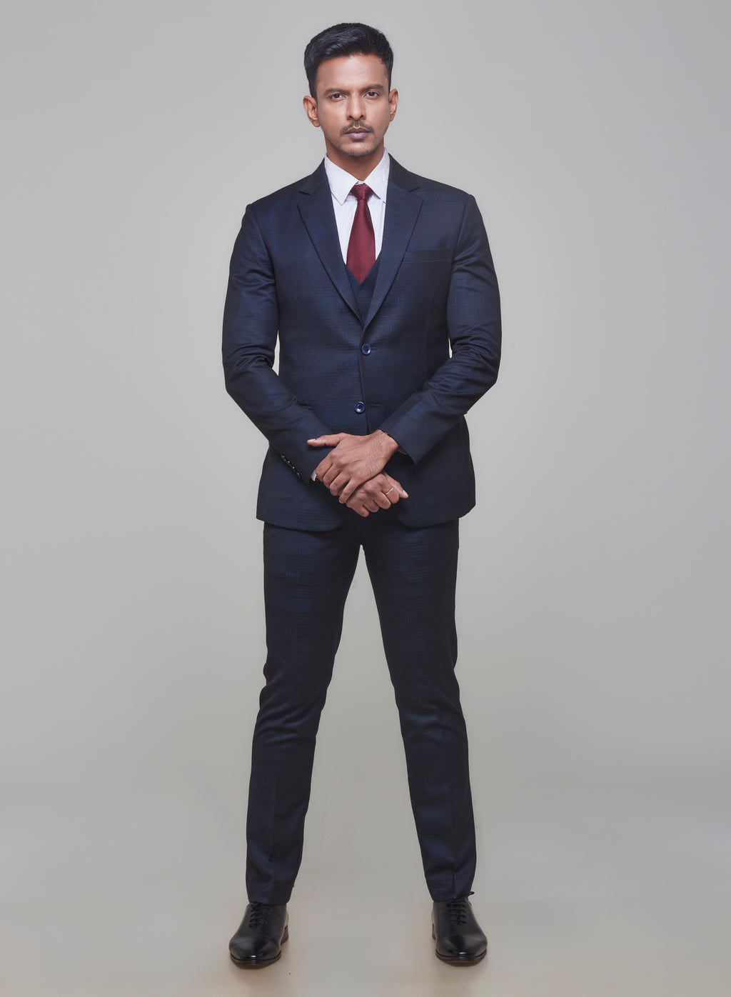 Blue Check Formal Suit Set