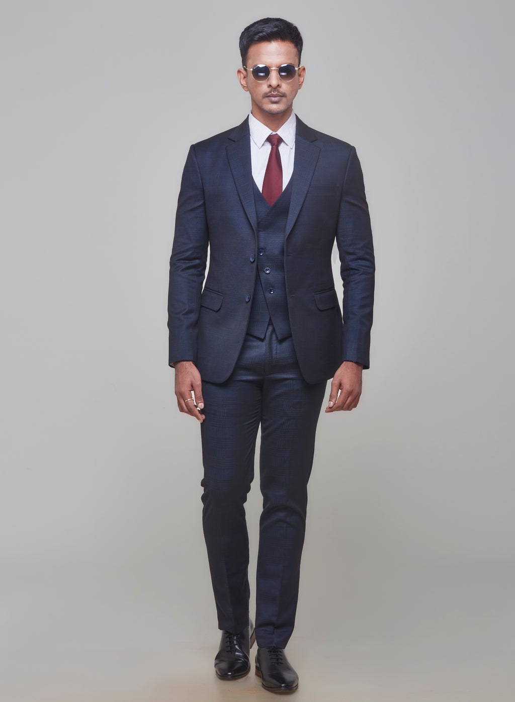 Blue Check Formal Suit Set