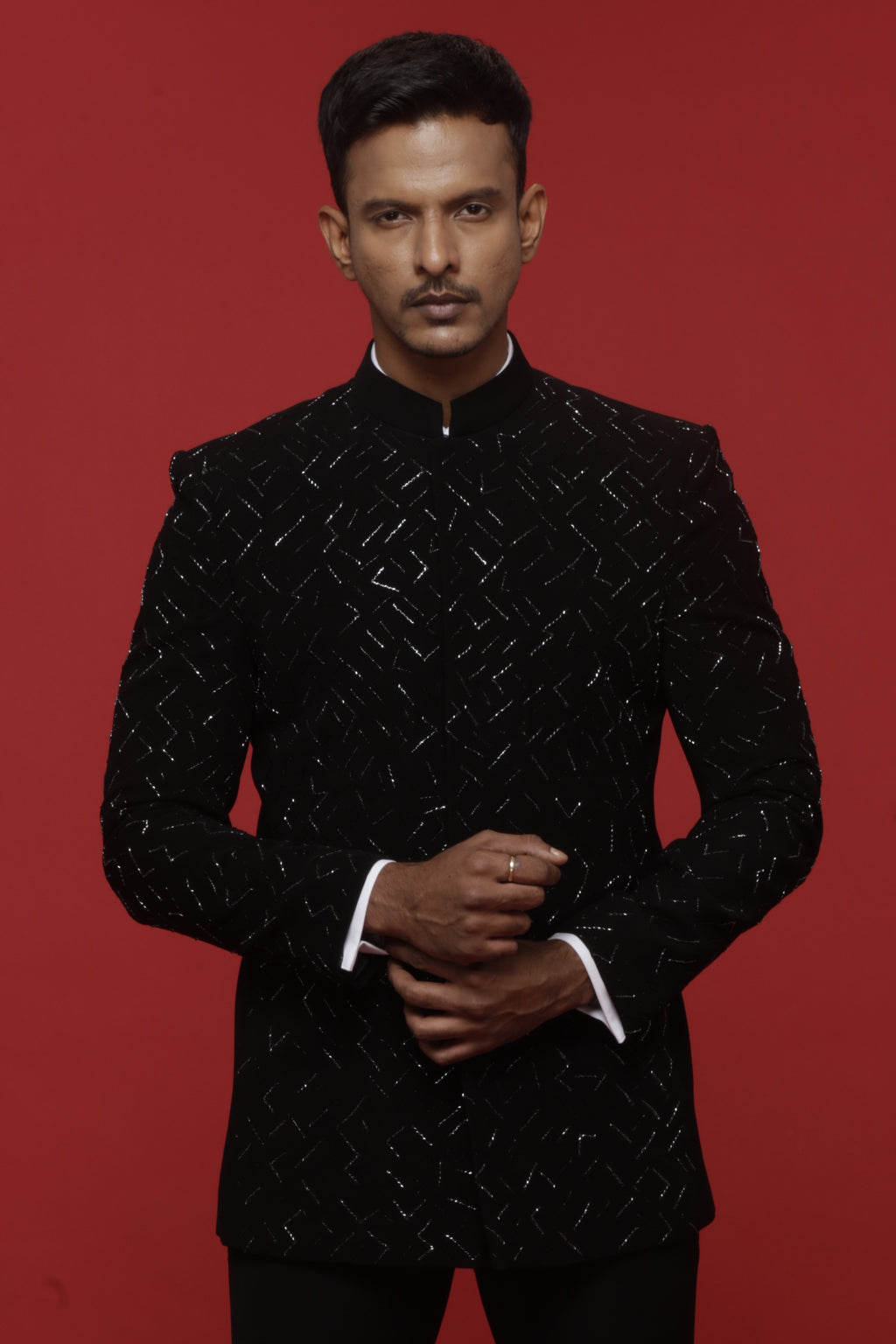 Black Embroidered Jodhpuri Set