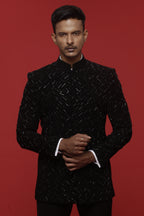 Black Embroidered Jodhpuri Set