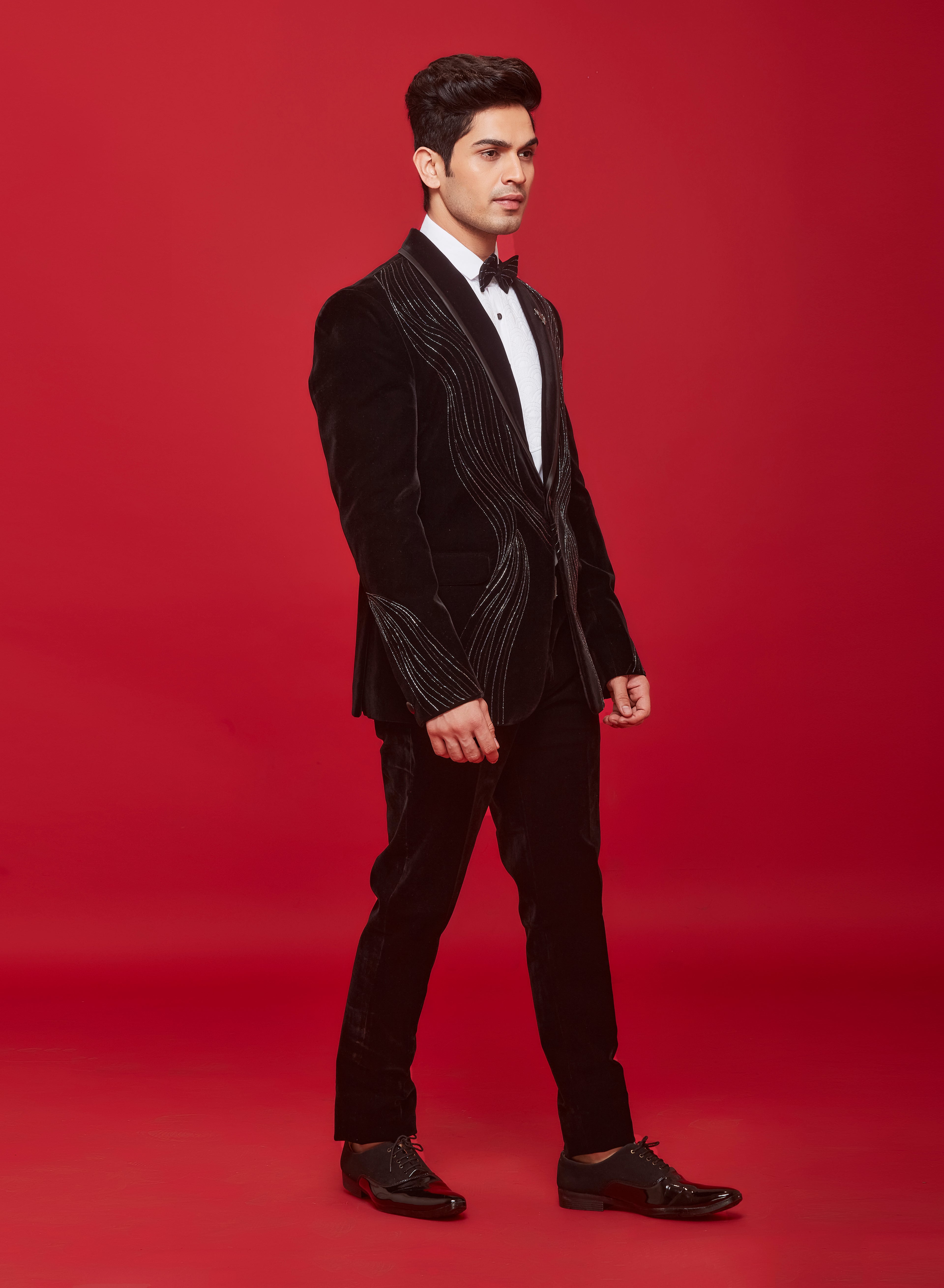 Black Handwork Tuxedo Set