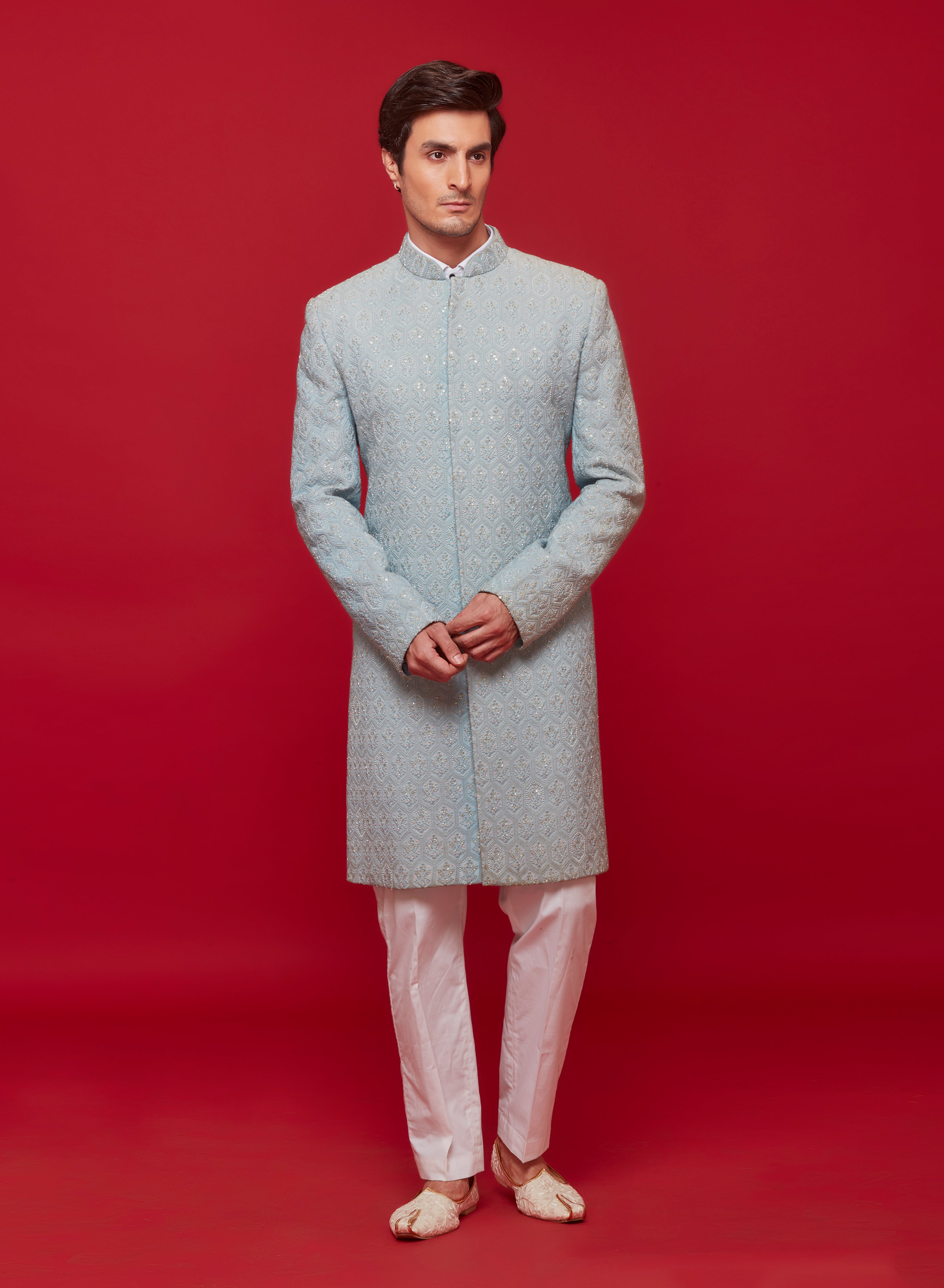 Powder Blue Sherwani Set