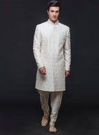 Ivory Embroidered Sherwani Set