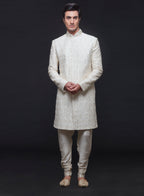 Ivory Embroidered Sherwani Set