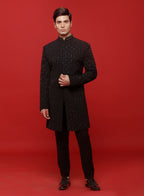 Black French Knot Cutdana Indo-Western Set
