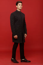 Black French Knot Cutdana Indo-Western Set