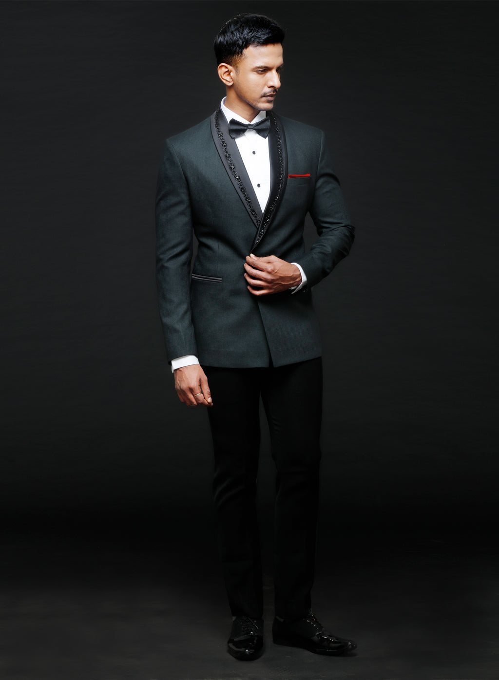 Teal Green Double Breasted Tuxedo Set