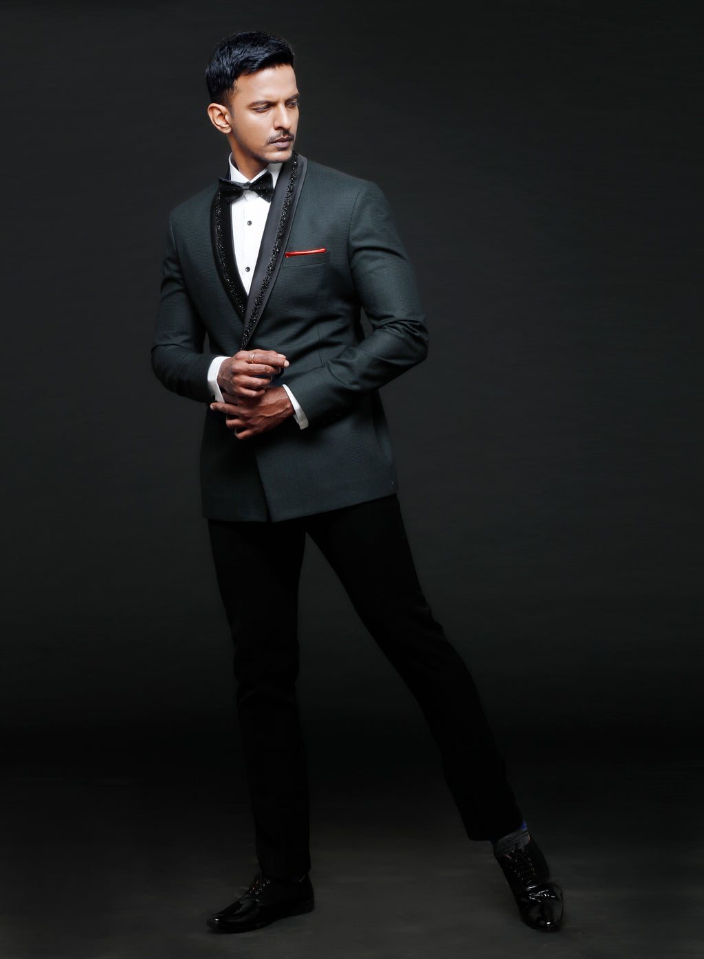 Teal Green Double Breasted Tuxedo Set