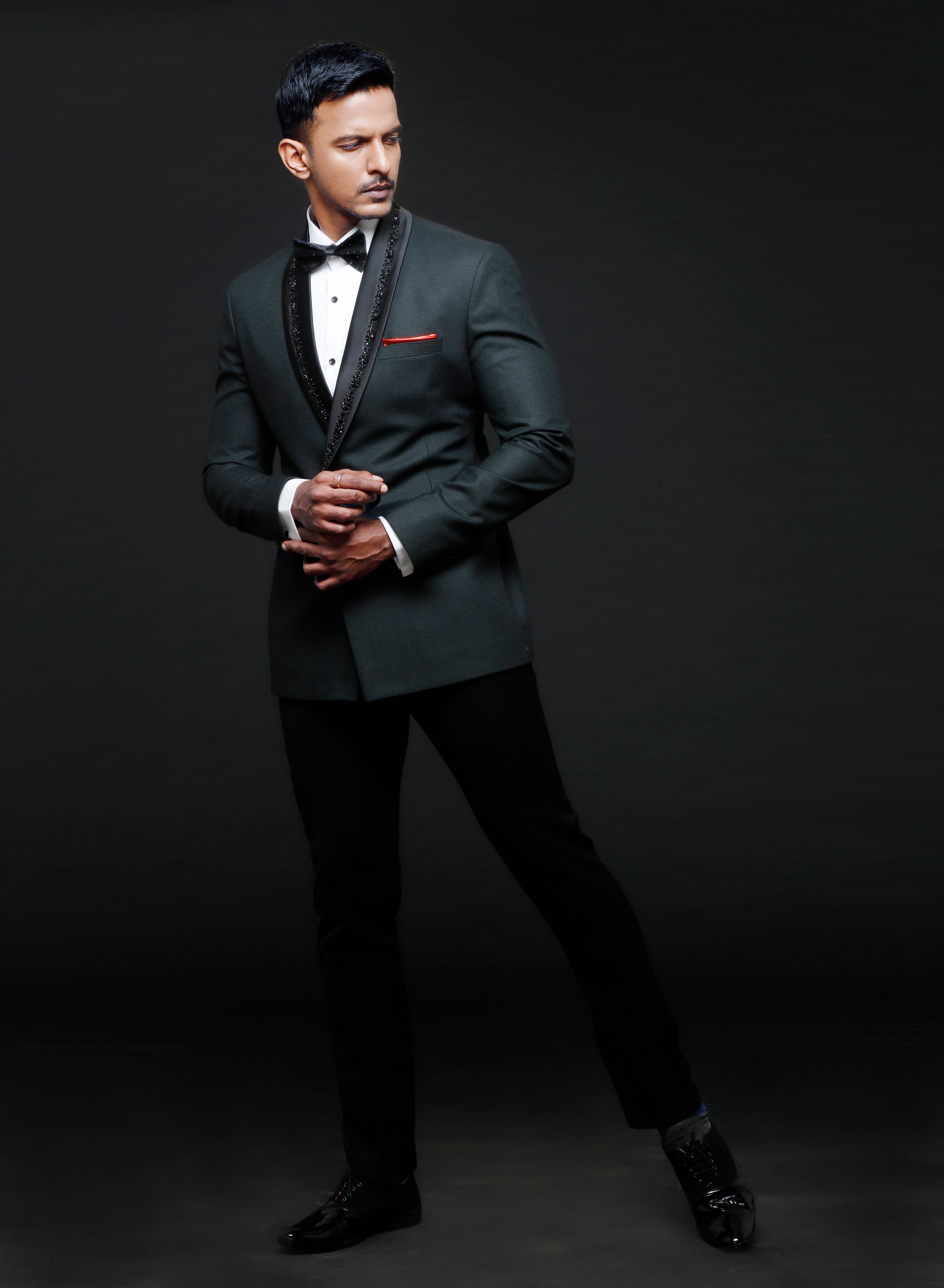Teal Green Double Breasted Tuxedo Set