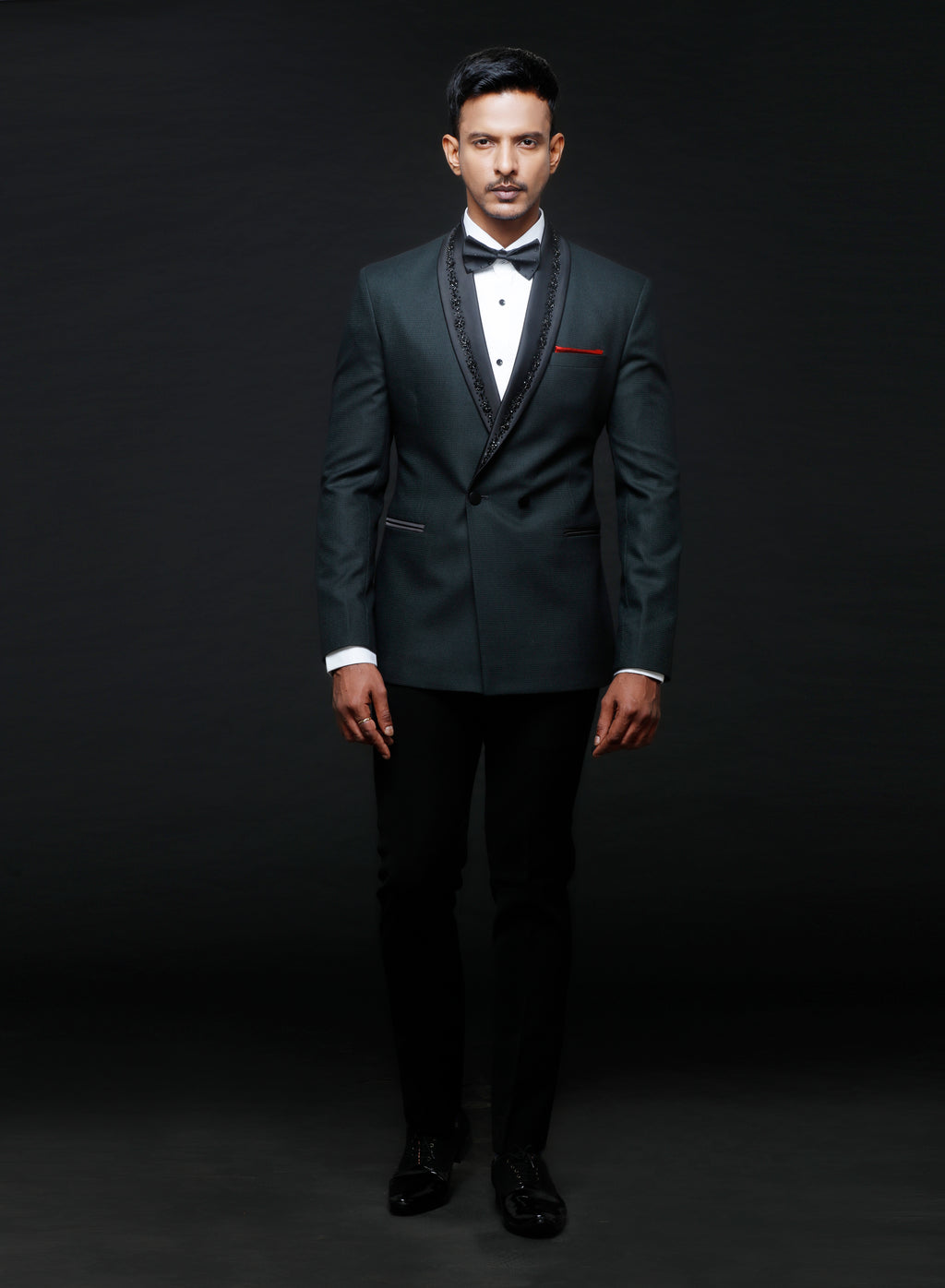 Teal Green Double Breasted Tuxedo Set