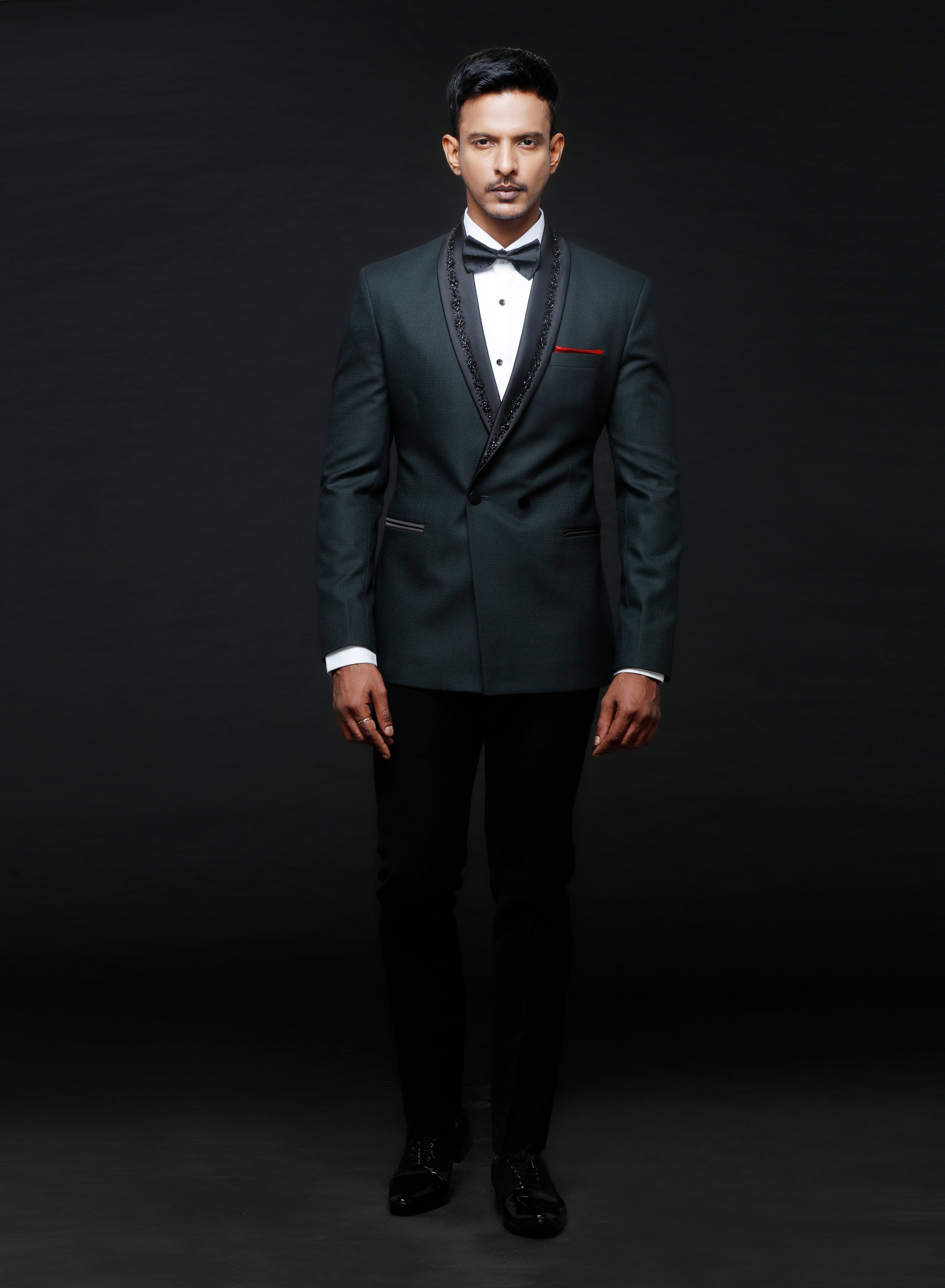 Teal Green Double Breasted Tuxedo Set