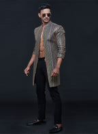 Multicolour Seqquin Zipper Sherwani Set